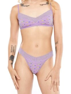 Cotton Essentials Lace-Trim Thong Panty