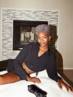 Woven Voile Monogram Sleep Crop Shirt With Drawstring -Savage X Fenty WOVEN VOILE MONOGRAM SLEEP CROP SHIRT WITH DRAWSTRING SQ2147945 1608 3 1200x1600 1